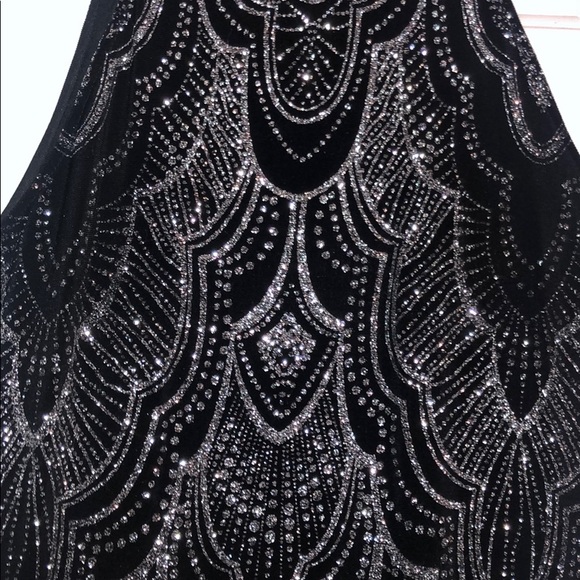 Sleeveless Glitter Knit Evening Gown - Picture 4 of 4